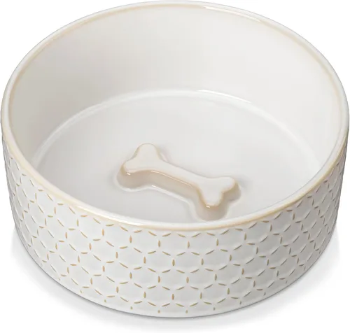 Miniatura 13 de Taza de comida para perros de cerámica MALACASA, 3.5 tazas o 32oz de plato de agua para comida de perro para razas medianas, taza para mascotas apta