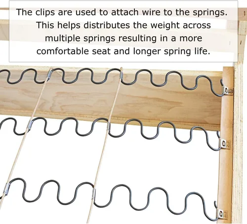 Miniatura 6 de Paquete de 60 piezas de reparación de muelles de sofá, clips de alambre para tapicería para reparación de sofás y resortes de silla, sofá