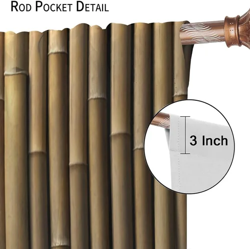 Miniatura 6 de Cortinas de bambú 3D impresas para exteriores, cortinas de bambú natural japonés zen, sala de estar, cocina, bolsillo para barra, cortinas