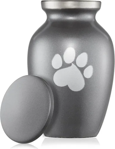 Miniatura 2 de Urna de latón macizo de 9 pulgadas para perros y gatos para cenizas de mascotas, recuerdo de cremación para mascotas de hasta 110 libras, estampado