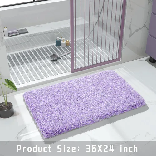 Miniatura 27 de Yimobra Alfombra de baño de felpa esponjosa, súper lanuda suave, cómoda, antideslizante, absorbente de agua, alfombra de baño de microfibra que se