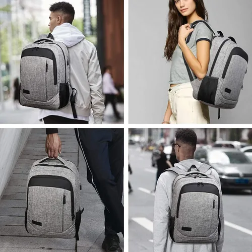 Miniatura 6 de Monsdle Mochila de viaje para laptop, mochilas antirrobo con puerto de carga USB, mochilas de viaje, bolsa de trabajo de negocios de 15.6 pulgadas