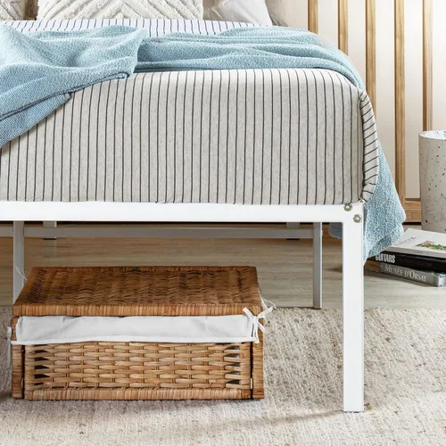 Miniatura 5 de Base de cama metálica de 18 pulgadas Best Price Mattress, con listones de acero de alta resistencia, color blanco, tamaño King