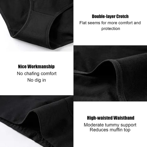 Miniatura 5 de K-CHEONY Women's Underwear, High Waist Cotton Breathable Full Coverage Panties Brief Multipack Regular and Plus