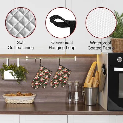 Miniatura 4 de Manoplas de horno personalizadas para Navidad, juego de guantes de horno personalizados y soportes para ollas con foto, divertidos regalos