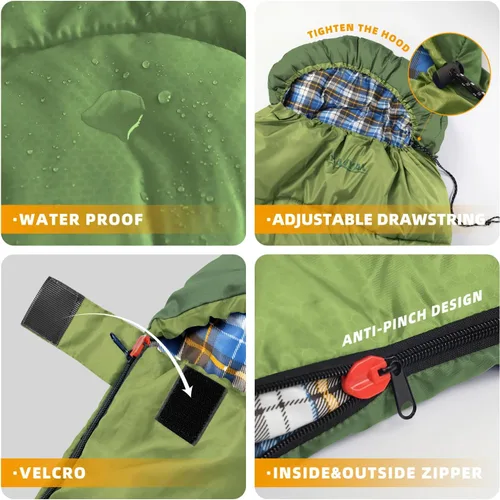 Miniatura 3 de Saco de dormir de campamento, sacos de dormir de 32 ℉ para adultos, niños, adolescentes, clima frío, cálido saco de dormir de invierno para 3-4