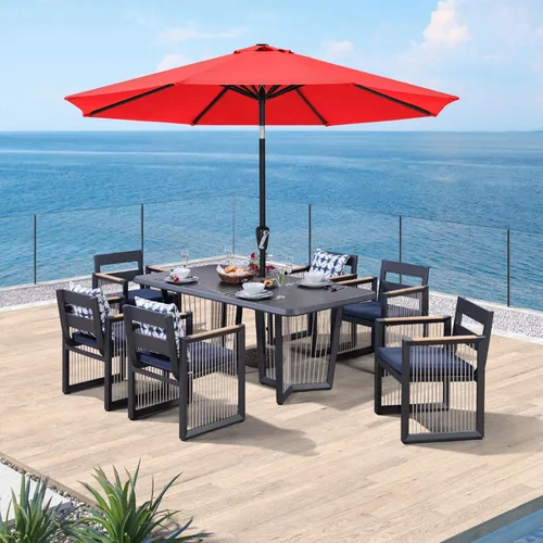 Miniatura 42 de ABCCANOPY Sombrilla de patio al aire libre de 7.5 pies, sombrilla de mesa con protección UV con manivela para una fácil instalación, adecuada