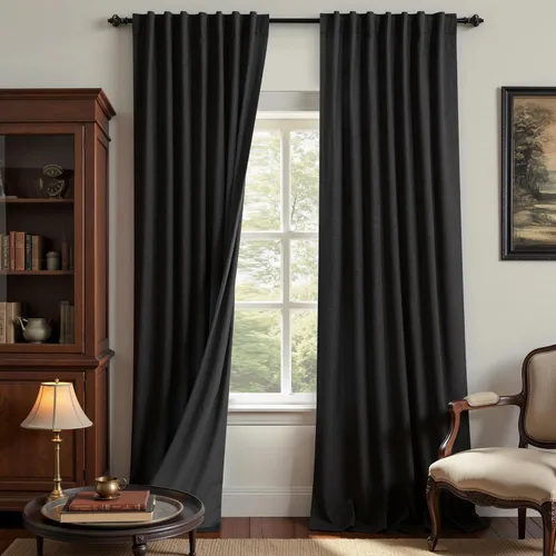 Miniatura 78 de KOUFALL - Cortinas de medio estilo francés de lino para ventana, juego de 2 cortinas cortas de 40 pulgadas de longitud, para privacidad, cortinas