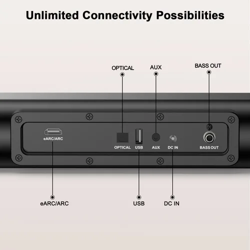 Miniatura 9 de Hiwill Barra de sonido de 2.1 canales para Smart TV, sistema de sonido envolvente Dolby Atmos de 250 W para TV, barra de sonido de cine en casa