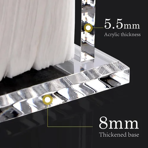 Miniatura 4 de DINGHUO Servilletero de acrílico para cóctel, para la mesa, (12.7 cm x 12.7 cm) Dispensador de servilletas de bebidas transparente con base de 8 mm