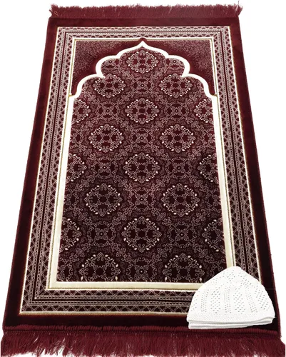 Miniatura 8 de Modefa Alfombra de oración islámica turca, alfombra de terciopelo suave Janamaz para orar, cómoda alfombra de oración musulmana para hombres