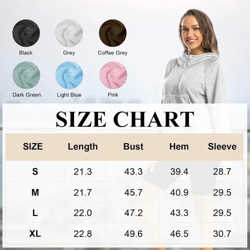 Miniatura 6 de FKEEP Half Zip Hoodies for Women Zipper Up Cropped Hooded Long Sleeve Athletic Pullover Tops with Thumb Hole