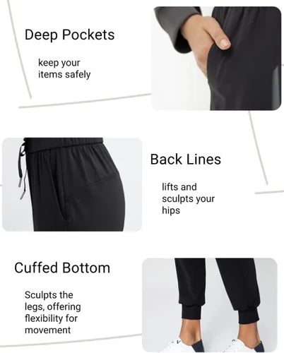 Miniatura 3 de AJISAI Pantalones deportivos para mujer, con cordón y bolsillos, para correr y descansar
