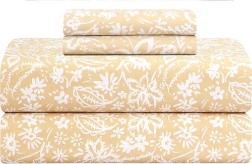 Miniatura 25 de Feather & Stitch - Juego de sábanas de 100 % algodón más suaves, ropa de cama de tejido percal de 300 hilos, bolsillo profundo de 16 pulgadas, Floral