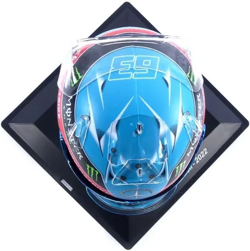Miniatura 5 de Casco a escala 1:5 de George Russell 2022 Réplica del GP de Brasil