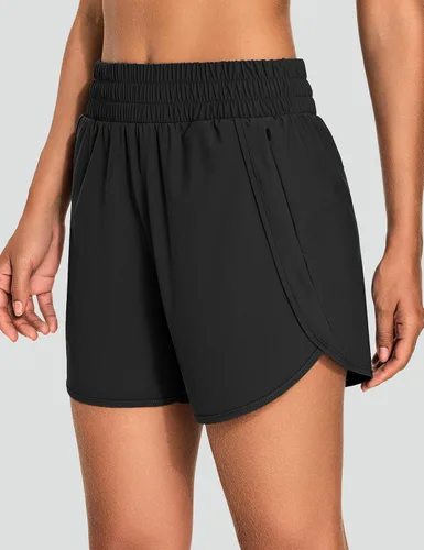 Miniatura 3 de KPSUN Pantalones cortos deportivos para mujer de 5 pulgadas de cintura alta, pantalones cortos de entrenamiento de verano con bolsillos