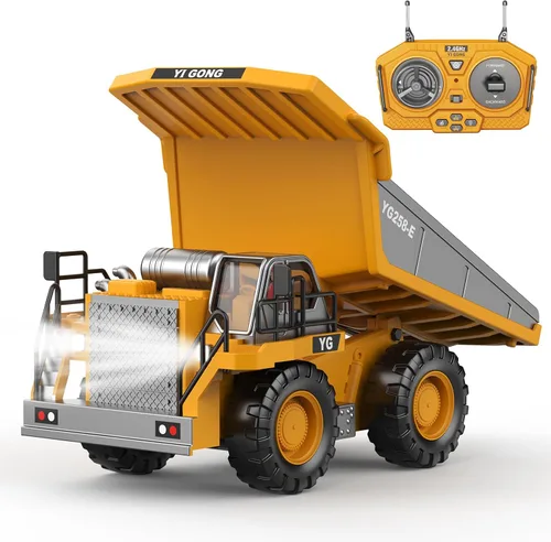 Miniatura 10 de Bulldozer de juguete RC con hoja de metal, luz y sonido, 9CH 2.4GHz control remoto camión de construcción, tractor topador juguetes para niños de 3
