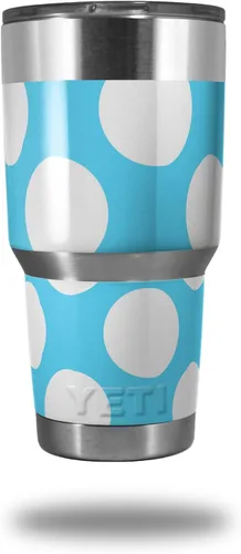 Skin Decal Wrap for Yeti Tumbler Rambler 30 oz Kearas Polka Dots White And Blue (TUMBLER NOT INCLUDED) by WraptorSkinz