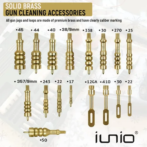 Miniatura 2 de iunio Kit de limpieza universal de pistola, con alfombrilla y funda, escobillas de latón completas, varillas y adaptadores, para todas las pistolas