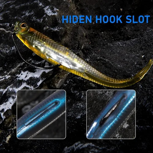 Miniatura 6 de Dr.Fish Señuelos de plástico suave, cebos de cola de horquilla suaves, cebos de natación suaves Jerk Shad de 3 a 4-3/4 pulgadas, cebos de pesca