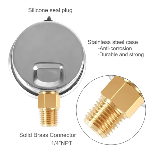 Miniatura 5 de Medidor de presión de agua, medidor de presión de filtro de piscina relleno de glicerina 0-50 PSI/350KPA, dial de 2 pulgadas y montaje inferior NPT