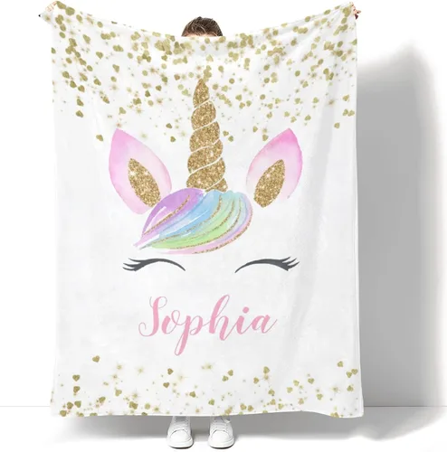 Miniatura 22 de Manta personalizada de unicornio floral para niñas, manta de bebé personalizada para niñas con nombre, regalos de bebé personalizados para niñas