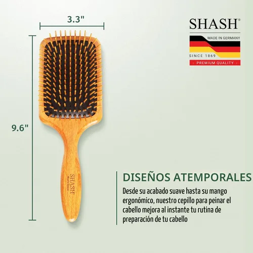 Miniatura 9 de SHASH Desde 1869 Fabricado en Alemania Cepillo de paleta de madera - Desenreda suavemente, peina, acondiciona el cabello con mínimo encrespamiento