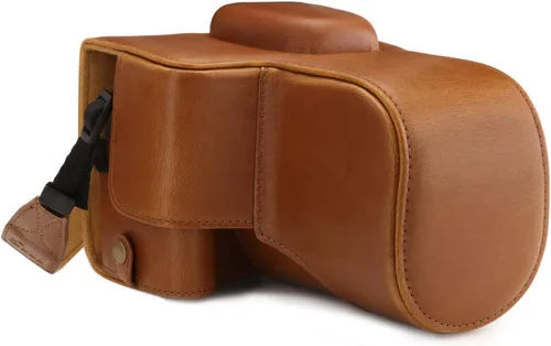Miniatura 10 de MegaGear MG1608 Ever Ready - Funda de piel para cámara compatible con Canon EOS Rebel T7 (0.709-2.165 in), 2000D (0.709-2.165 in), color marrón