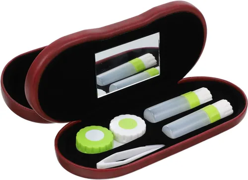 Miniatura 18 de Healifty Estuche para lentes de contacto y estuche para gafas, funda doble 2 en 1, con removedor de pinzas de espejo, caja de almacenamiento