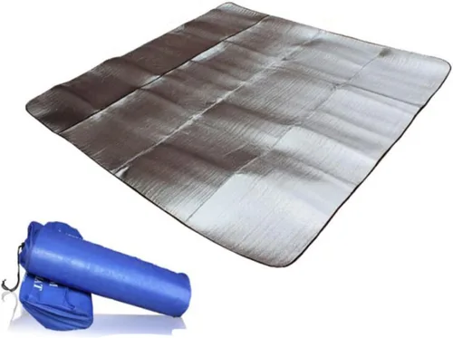 Miniatura 6 de Manta de picnic a prueba de humedad al aire libre ligera de papel de aluminio para dormir, cojín de camping para senderismo, mochilero y actividades