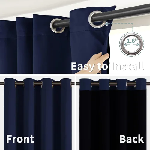 Miniatura 6 de BGment Cortinas 100% opacas con aislamiento térmico, de doble capa, con forro negro y ojales, para oscurecimiento de la habitación, reduce el ruido