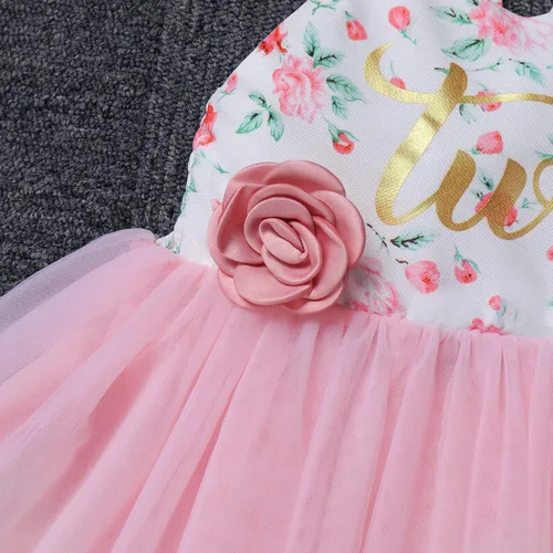 Miniatura 6 de Disfraz de princesa de tul floral para niñas y bebés, con diadema brillante para fiesta de té, para sesión de fotos