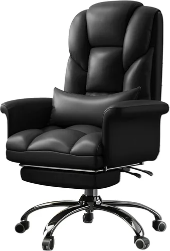 Miniatura 11 de Ergonomic Office Chair with Footrest, High Back PU Leather Executive Computer Chair with 135° Backrest and Lumbar Support for Home Desk Task, Easy