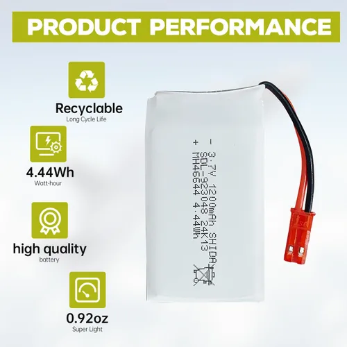 Miniatura 4 de Batería Lipo de 3.7 V 1200 mAh 25C con cable de carga USB con enchufe JST para MJX T04 T05 T25 V2400HD V2450FPV V2450GPS X900 X9TW RC Quadcopter