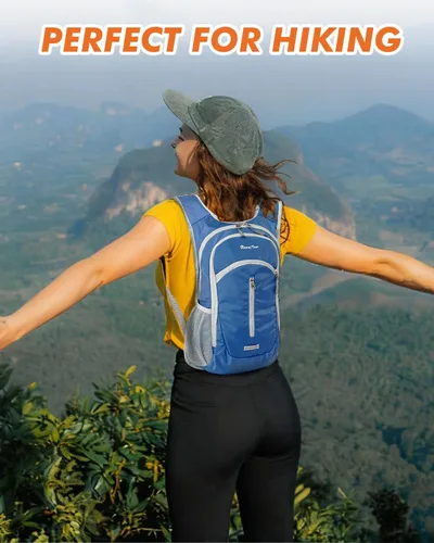 Miniatura 9 de Seektop Mochila de senderismo pequeña de 15 L para viajes, impermeable, ligera, bolsa de senderismo para mujeres y hombres Azul marino