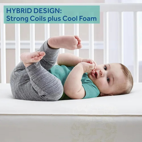 Miniatura 8 de Sealy Baby Colchón híbrido acogedor y transpirable para cuna, certificado GREENGUARD Gold, fabricado en Estados Unidos, espuma refrescante, 2