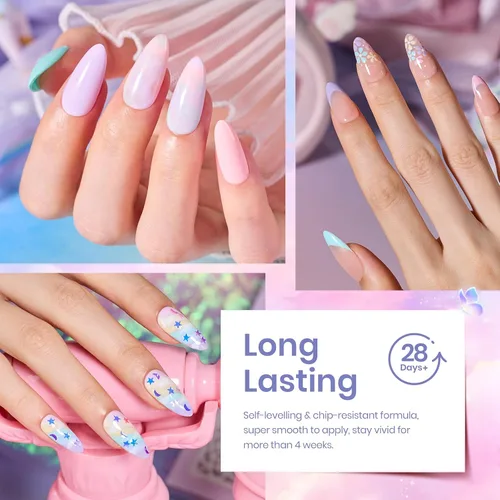 Miniatura 5 de beetles colección “Pastel Paradise” - Kit de 20 esmaltes de uñas en gel con 3 frascos de capa superior brillantina y mate y capa base, tonos
