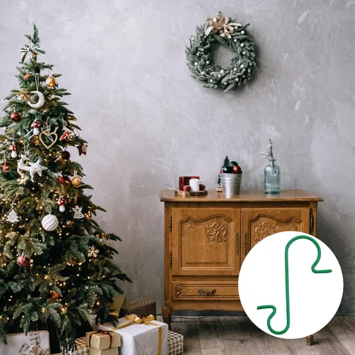 Miniatura 8 de DOITOOL 150 ganchos de adorno de Navidad, ganchos verdes para adornos de árbol de Navidad, ganchos de alambre de metal en forma de S para bolas