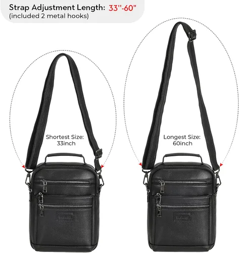 Miniatura 6 de Polare - Bolso de mensajero de cuero italiano de grano completo, estilo vintage, bolso cruzado al hombro, estilo casual, bolso de negocios