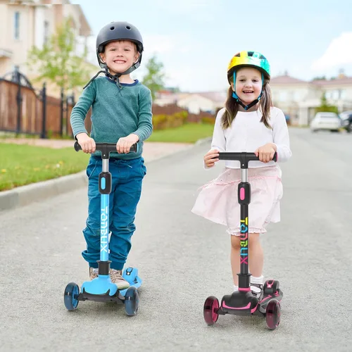 Miniatura 7 de TONBUX - Patinete para niños, patinete de 3 ruedas con luces LED para niños de 3 a 12 años, patinetes plegables con altura ajustable - Patinete
