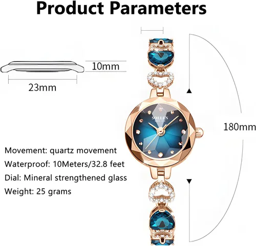 Miniatura 4 de SOLLEN Reloj de cuarzo para mujer, relojes analógicos de cuarzo de moda impermeables para mujer