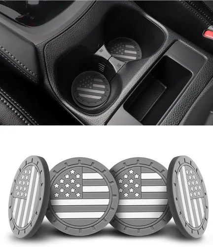 Miniatura 10 de 4 paquetes de posavasos para coche, portavasos universales con bandera americana de silicona antideslizante, accesorios para el interior del coche