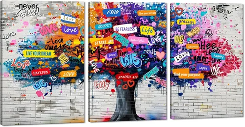Miniatura 55 de 3 Piezas de Arte de Pared Banksy en Lienzo, Póster de Graffiti, Decoración de Pared con Citas Inspiradoras, Nunca Te Rindas, Obras de Arte para Sala