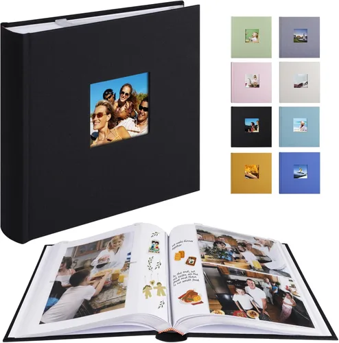 Miniatura 11 de 1DOT2 Álbum de fotos con espacio de escritura, 50 páginas, fotos de 4 x 6 pulgadas, capacidad para 200 o 5 x 7 pulgadas, tapa de lino, álbumes