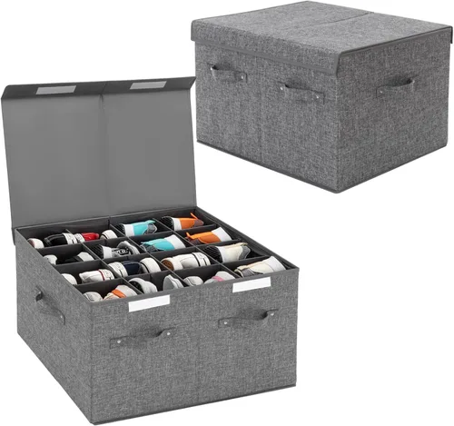 Miniatura 9 de Organizador de zapatos para armario, caja de almacenamiento de zapatos plegable con divisores ajustables, gran contenedor de almacenamiento