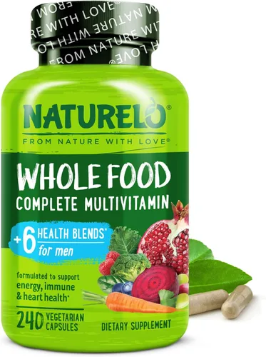 NATURELO Multivitamínicos para Hombres - Multivitamínico de Alimentos Integrales para Hombres con Vitaminas, Minerales - 240 Cápsulas Vegetarianas