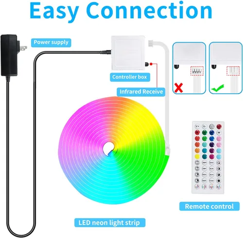 Miniatura 7 de Luces de Cuerda LED de Neón de 50 Pies Sincronización Musical IP65 Impermeable Flexible Luces de Cuerda LED Control Remoto de 40 Teclas/APP, Luces