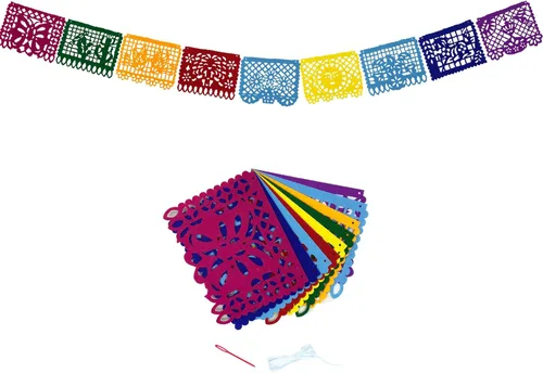 Miniatura 9 de Cartel de Picado de fieltro de cabello mexicano,Fiesta mexicana Fiesta Fieltro Banners,Decoración Día De Los Muertos Suministros para Fiesta Bandera