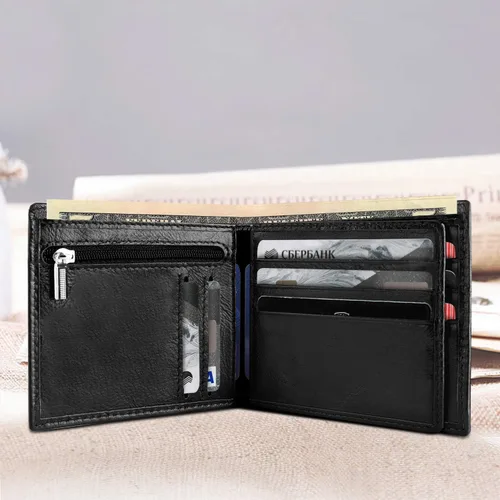 Miniatura 3 de YOOMALL Cartera de piel para hombre con bolsillo para monedero y ventana de identificación