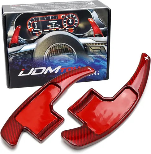 Miniatura 9 de iJDMTOY Extensiones de palanca de cambios más grandes de fibra de carbono genuina negra compatibles con transmisión automática Ford Mustang